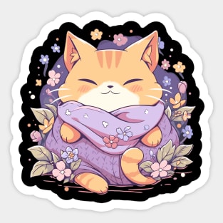 Cottagecore Kawaii Anime Cat Gifts Girls Womens Funny Cat Sticker